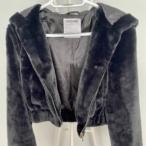 Garage - Fluffy coat - Size XS - Black - NWOT - Picture 1 of 6